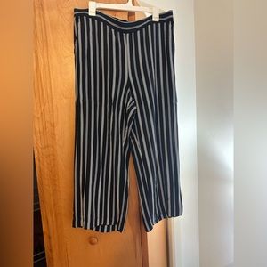 Black and White Striped LOFT Pants